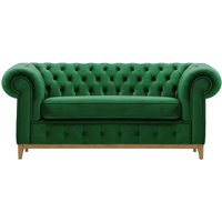 Chesterfield Grand 2 Seater Sofa, dark green, Leg colour: like oak