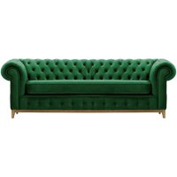 Chesterfield Grand 3 Seater Sofa, dark green, Leg colour: like oak