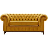 Chesterfield Grand 2 Seater Sofa, mustard, Leg colour: dark oak