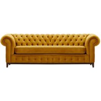 Chesterfield Grand 3 Seater Sofa, mustard, Leg colour: dark oak