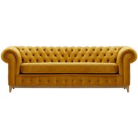 Chesterfield Grand 3 Seater Sofa, mustard, Leg colour: like oak