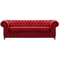 Chesterfield Grand 3 Seater Sofa, dark red, Leg colour: dark oak
