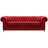 Chesterfield Grand 3 Seater Sofa, dark red, Leg colour: like oak