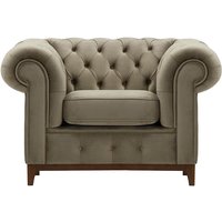 Chesterfield Grand Armchair, mink, Leg colour: dark oak