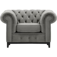 Chesterfield Grand Armchair, silver, Leg colour: black