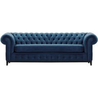 Chesterfield Grand 3 Seater Sofa, blue, Leg colour: black