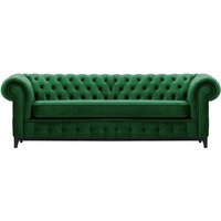 Chesterfield Grand 3 Seater Sofa, dark green, Leg colour: black