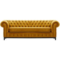 Chesterfield Grand 3 Seater Sofa, mustard, Leg colour: black