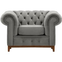 Chesterfield Grand Armchair, silver, Leg colour: aveo