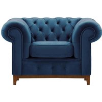 Chesterfield Grand Armchair, blue, Leg colour: aveo
