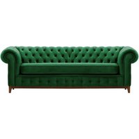 Chesterfield Grand 3 Seater Sofa, dark green, Leg colour: aveo