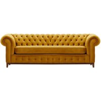 Chesterfield Grand 3 Seater Sofa, mustard, Leg colour: aveo