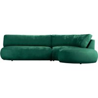 Ace Minimalist Right Hand Corner Sofa with Rounded Form, dark green