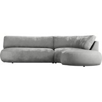 Ace Minimalist Right Hand Corner Sofa with Rounded Form, silver
