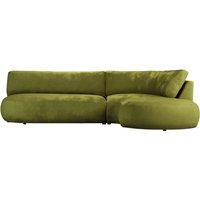 Ace Minimalist Right Hand Corner Sofa with Rounded Form, olive green