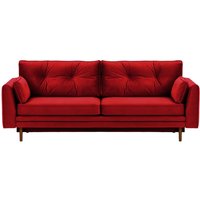 Amelia Sofa Bed with Storage, dark red, Leg colour: dark oak