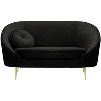 Kooper 2 Seater Sofa, black, Leg colour: gold metal