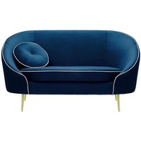 Kooper 2 Seater Sofa, blue, Leg colour: gold metal