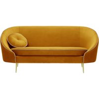 Kooper 2,5 Seater Sofa, mustard, Leg colour: gold metal
