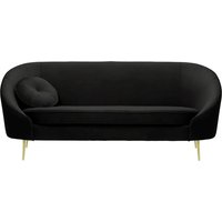 Kooper 3 Seater Sofa, black, Leg colour: gold metal