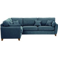 James Large Left Corner Sofa, teal, Leg colour: dark oak