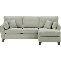 James Right Corner Sofa, grey, Leg colour: dark oak