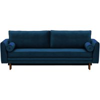 Boris Sofa Bed with Storage, blue, Leg colour: dark oak