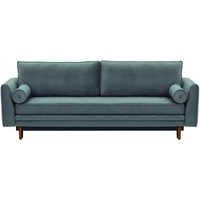 Boris Sofa Bed with Storage, dirty blue, Leg colour: dark oak