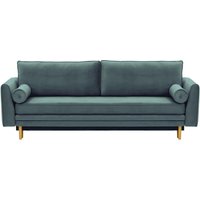 Boris Sofa Bed with Storage, dirty blue, Leg colour: like oak
