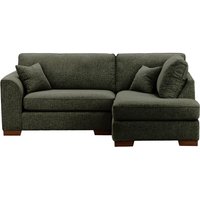 Avos Right Hand Corner Sofa, mid grey, Leg colour: dark oak