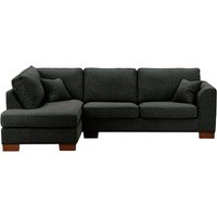 Avos Large Left Hand Corner Sofa, charcoal, Leg colour: dark oak