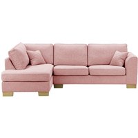 Avos Left Hand Corner Sofa Bed, blush pink, Leg colour: wax black