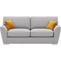 Majestic 3 Seater Sofa with Fitted Back Cushions, light grey/mustard