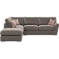 Majestic Left Hand Corner Sofa with Footstool and Fitted Back Cushions, grey/pink