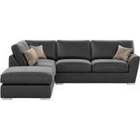 Majestic Left Hand Corner Sofa with Footstool and Fitted Back Cushions, graphite/mink