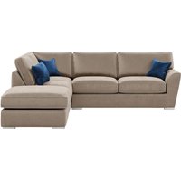 Majestic Left Hand Corner Sofa with Footstool and Fitted Back Cushions, mink/blue