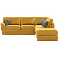 Majestic Right Hand Corner Sofa with Footstool and Fitted Back Cushions, mustard/grey