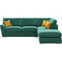 Majestic Right Hand Corner Sofa with Footstool and Fitted Back Cushions, dark green/mustard