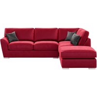 Majestic Right Hand Corner Sofa with Footstool and Fitted Back Cushions, dark red/graphite