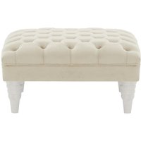 Chester Max Footstool, light beige, Leg colour: white