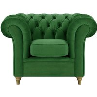 Chesterfield Armchair, dark green, Leg colour: wax black