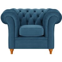 Chesterfield Armchair, blue, Leg colour: aveo