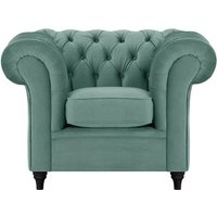 Chesterfield Armchair, dirty blue, Leg colour: black