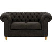 Chesterfield 2 Seater Sofa, Black, Leg colour: like oak