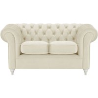 Chesterfield 2 Seater Sofa, light beige, Leg colour: white
