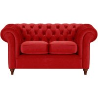 Chesterfield 2 Seater Sofa, dark red, Leg colour: dark oak