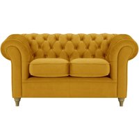 Chesterfield 2 Seater Sofa, mustard, Leg colour: wax black