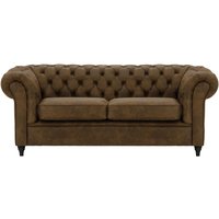 Chesterfield 3 Seater Sofa, Dark Brown, Leg colour: black