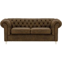 Chesterfield 3 Seater Sofa, Dark Brown, Leg colour: white