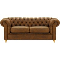 Chesterfield 3 Seater Sofa, Brown, Leg colour: like oak